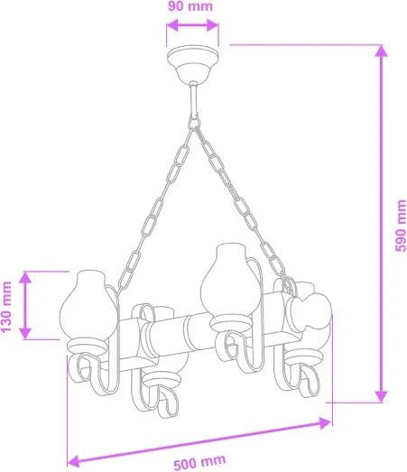 Brilagi - Luster na reťazi RUSTIC 4xE14/40W/230V buk