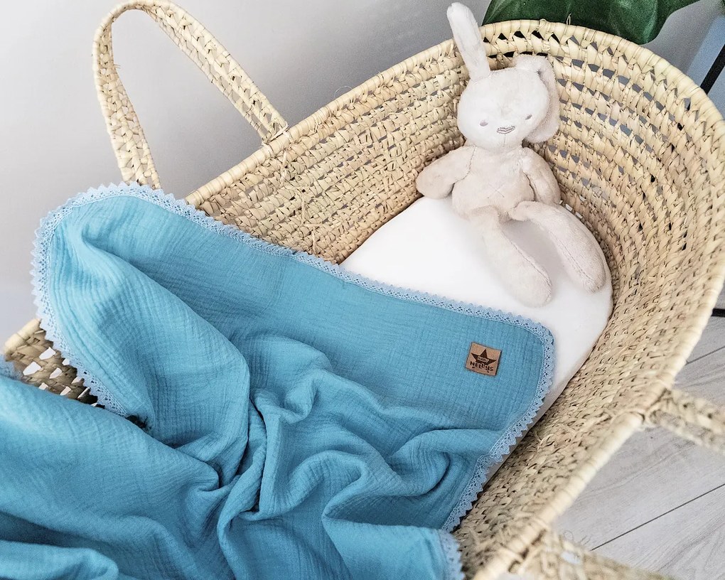 Baby Nellys Luxusná dvojvrstvová mušelínová detská deka, 75 x 100 cm, modrá

 75 x 100