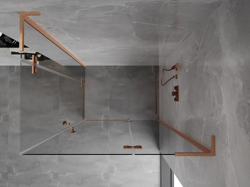 Mexen Mist-H L Duo, 2-krídlový sprchový kút 70 x 105 cm, číre sklo, medený matný profil, 8A5L-070L-105P-65-00