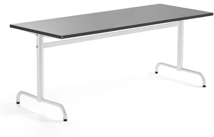 Stôl PLURAL, 1800x700x720 mm, linoleum - tmavošedá, biela