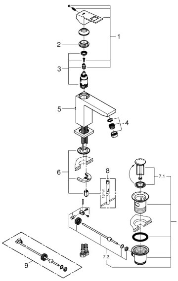 GROHE 23445000 - Umývadlová batéria EUROCUBE veľkosť M lesklý chróm