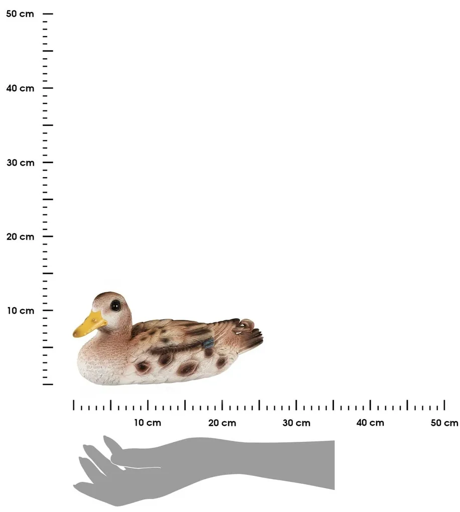 Záhradná figúrka z polyresínu Duck, 10x23,5 cm, hnedá