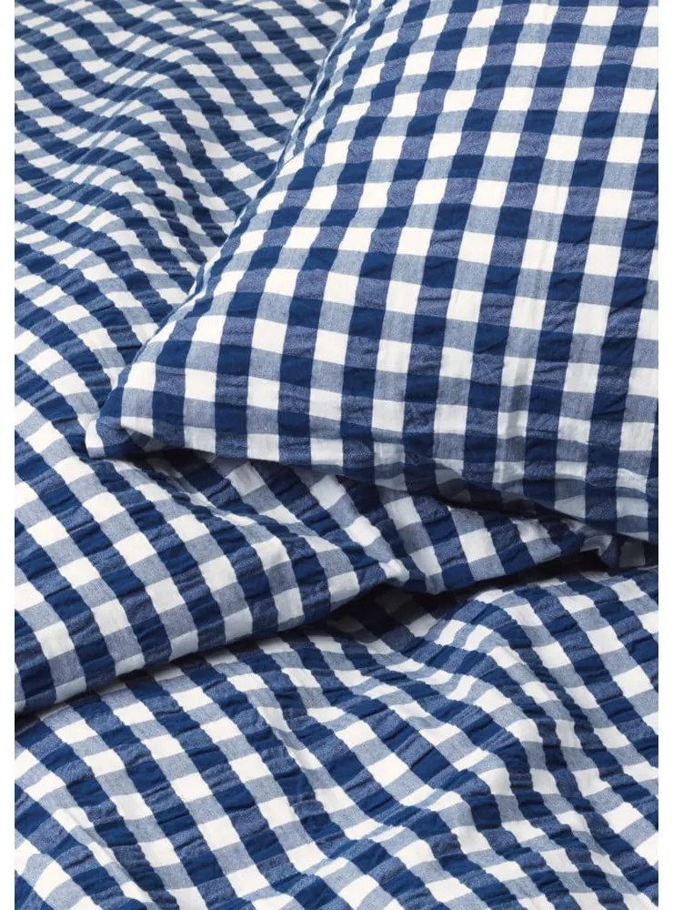 Bielo-tmavomodré krepové obliečky na jednolôžko 140x200 cm Bæk&amp;Bølge – JUNA