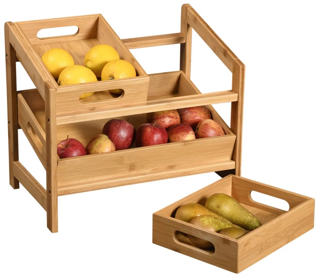 Kesper Bambusový regál, debničky na ovocie a zeleninu, 2-poschodový