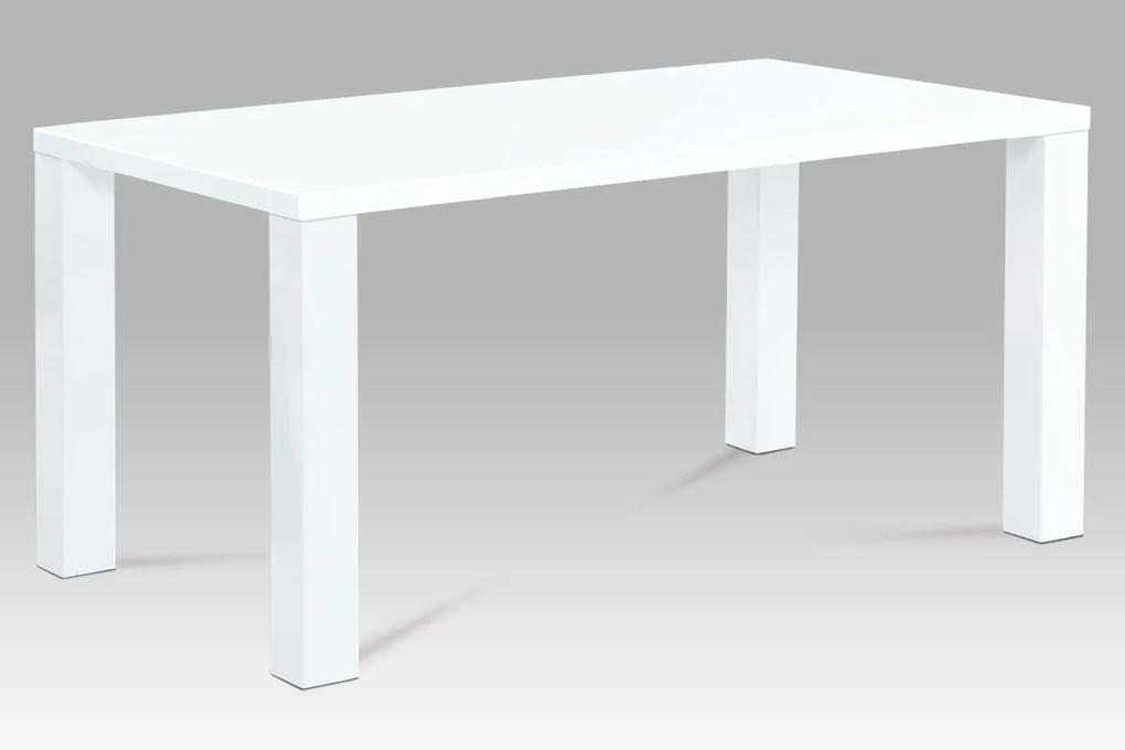 jedálenský stôl 160x90x76 cm, vysoký lesk biely