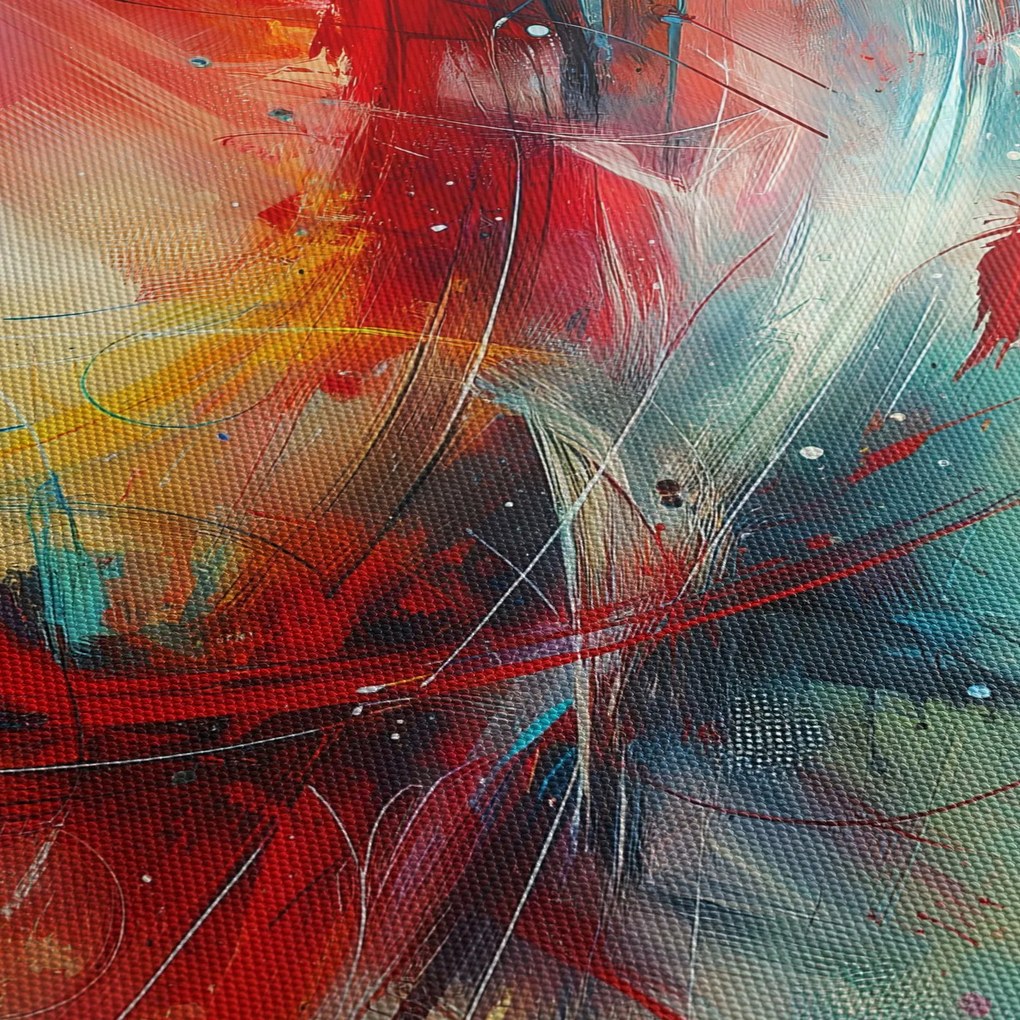 Obraz – Abstrakcia s červenou (90x60 cm)