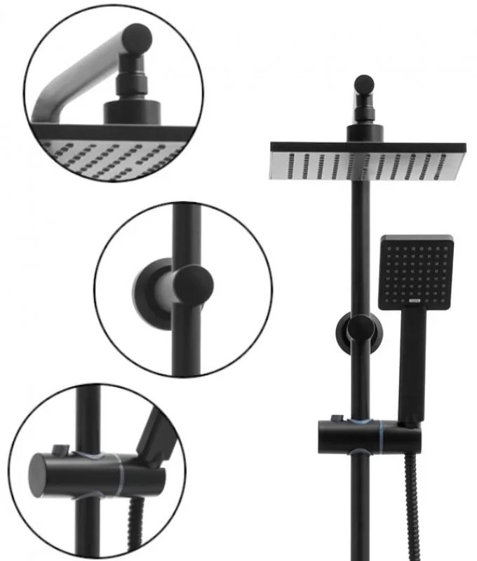 Sprchová súprava KIT - čierna - hlavica 20x20 cm