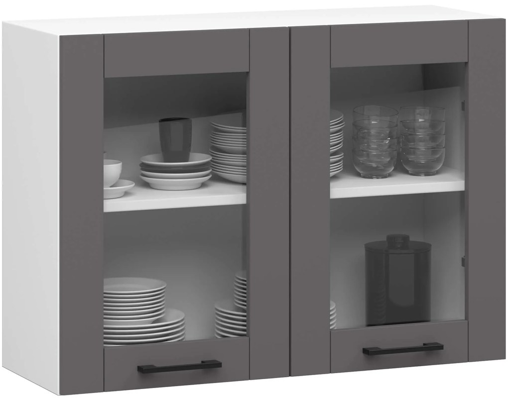 Závesná kuchynská skrinka OLIVIE W 80x58 cm biela mat/grafitovo šedá