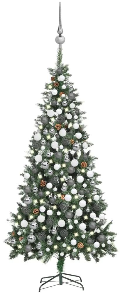 Umelý vianočný stromček s LED, súpravou gulí a šiškami 210 cm 3077897