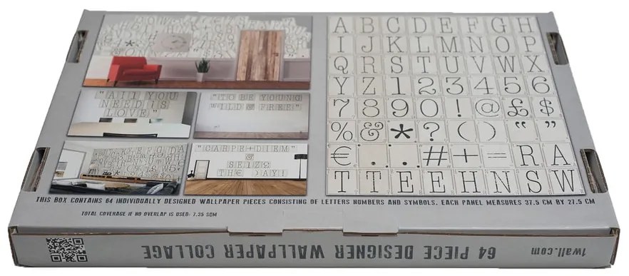 1Wall Kreatívna koláž na stenu 64 dielov 37,5 x 27,5cm Klasické písmo