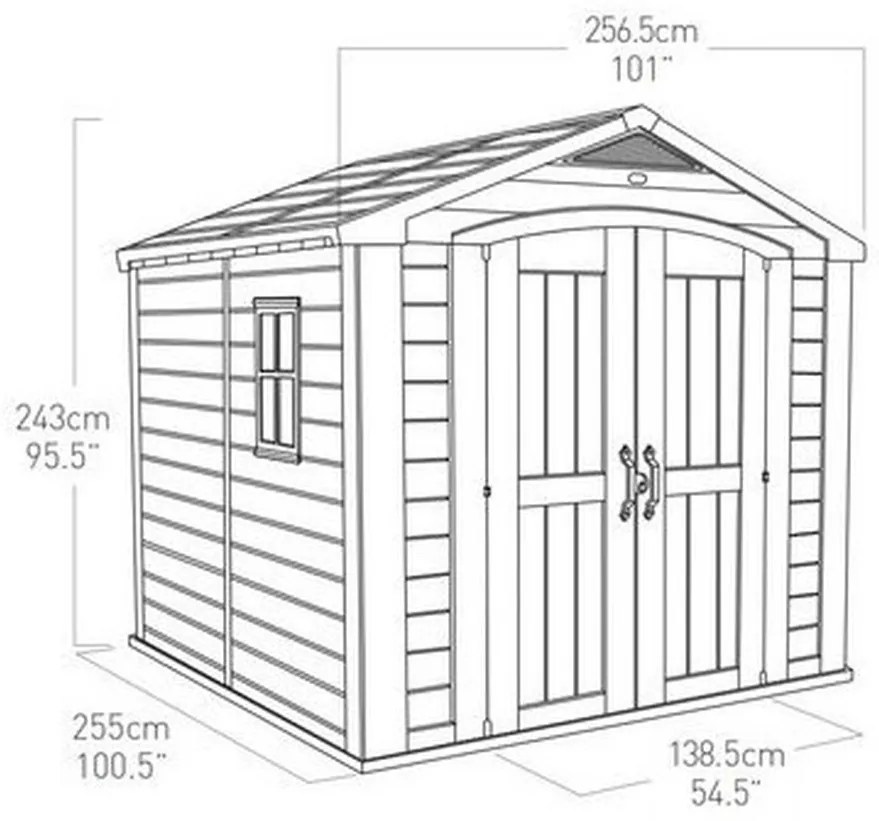 KETER FACTOR 8 x 8 záhradný domček, 256,5 x 255 x 243 cm 17197916