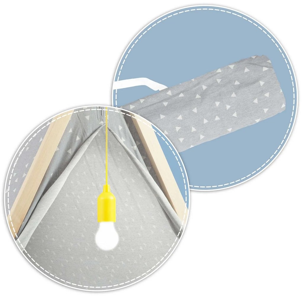 Stan pre deti s lampou Nukido 740521 - šedý