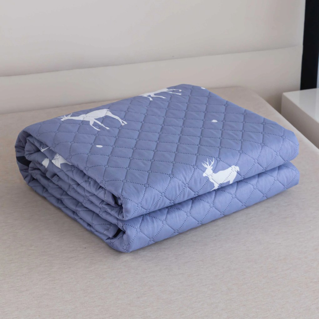 Prehoz na posteľ DEER AND TREE sivomodrý Rozmer: 220 x 240 cm