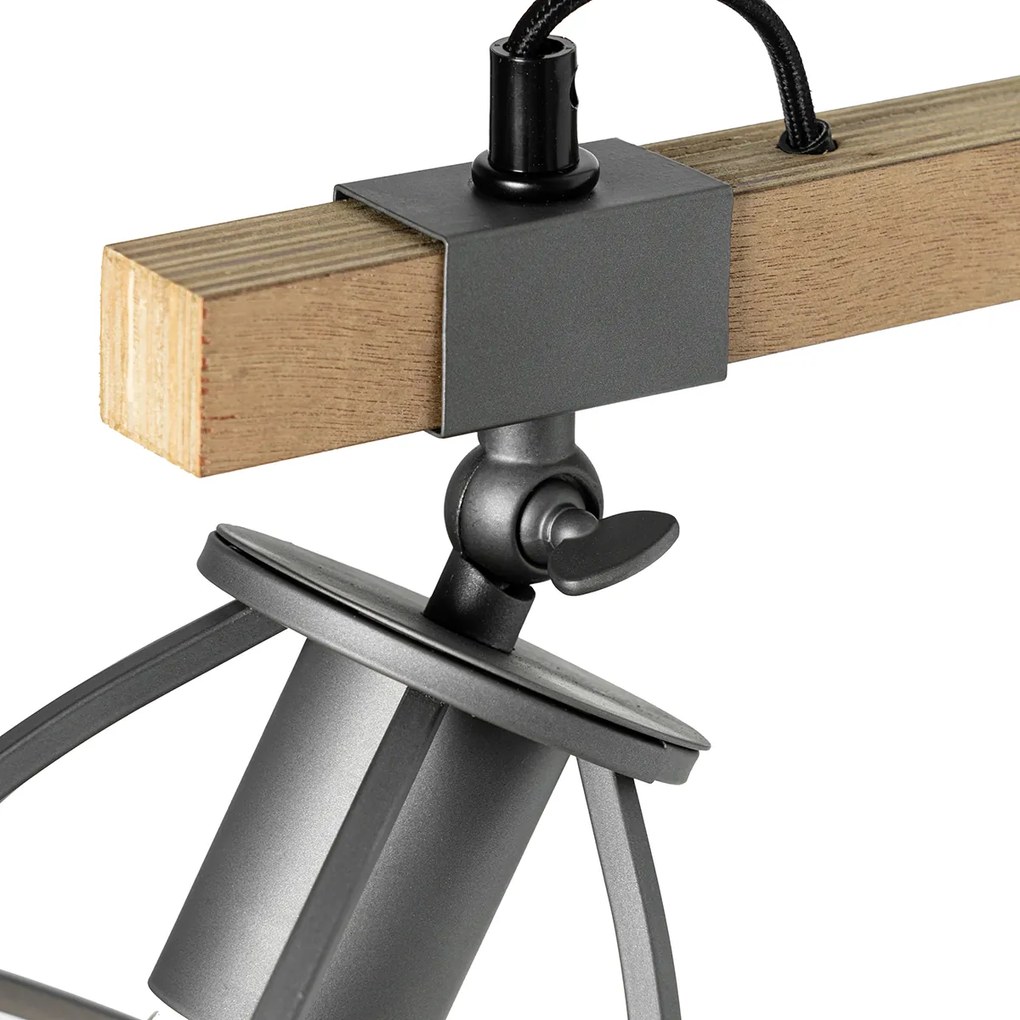 Inteligentná nástenná lampa tmavosivá s drevom nastaviteľná vrátane Wifi A60 - Arthur