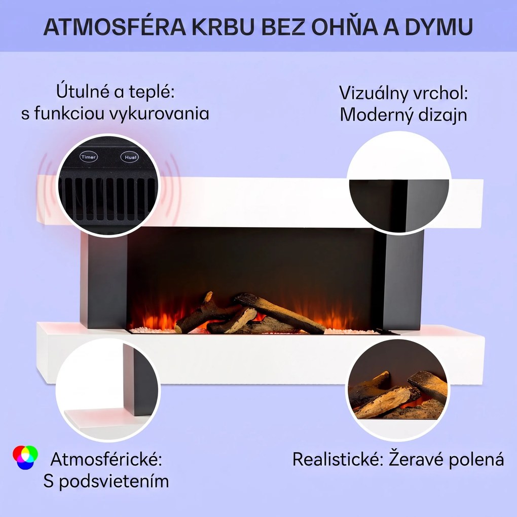 Klarstein Studio Light & Fire 1 Smart, krb, 1000/2000 W, MDF, WiFi Control