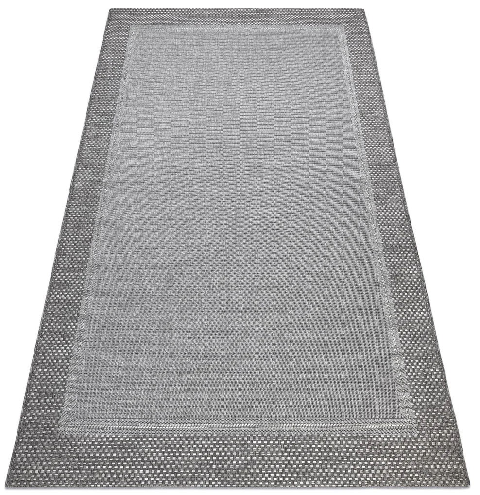 Šnúrkový koberec SIZAL BOHO 46201575 s rámom, sivý