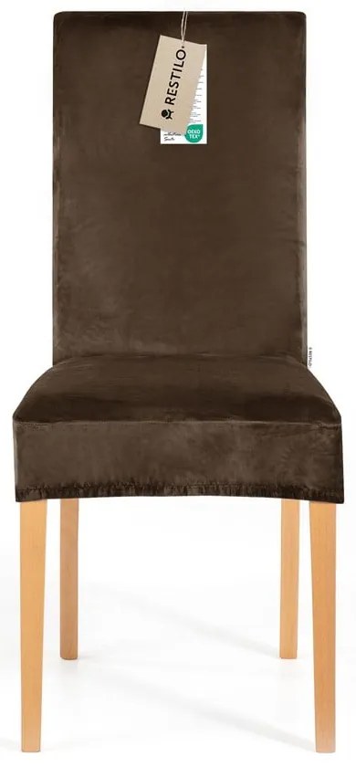 Hnedé napínacie poťahy v súprave 4 ks na stoličku 48 cm Sento – Restilo