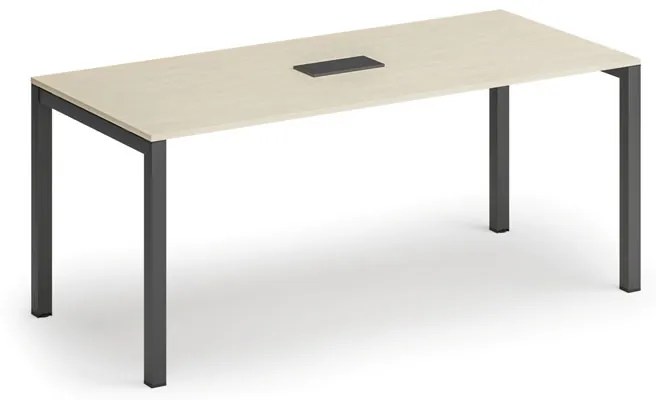 Stôl SQUARE 1800 x 800 x 750, sivá + stolná zásuvka TYP III, čierna