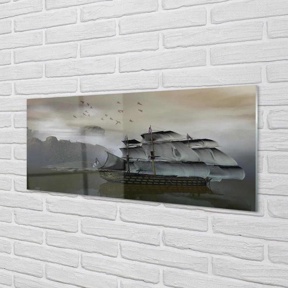 Obraz plexi Morské loď hory 120x60 cm