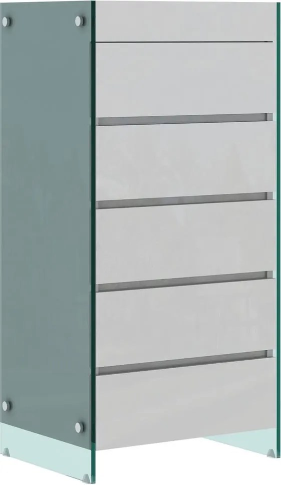 Komoda Soho 59 cm biela/číra