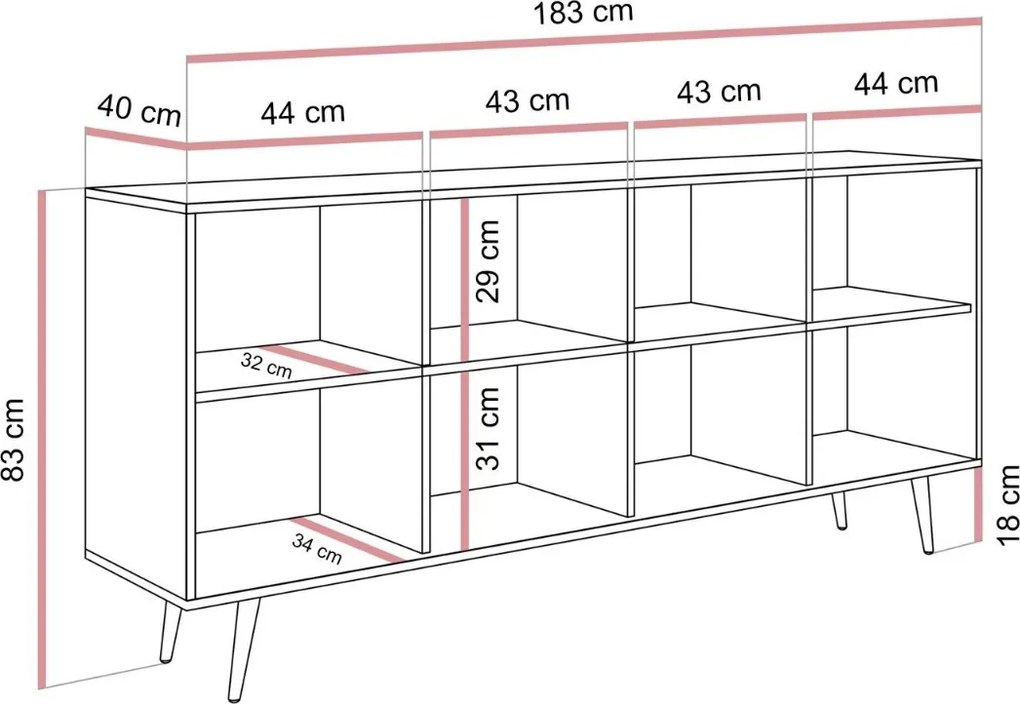 KOMODA ELVIRA 4D DUB DUNIN LED 183 cm