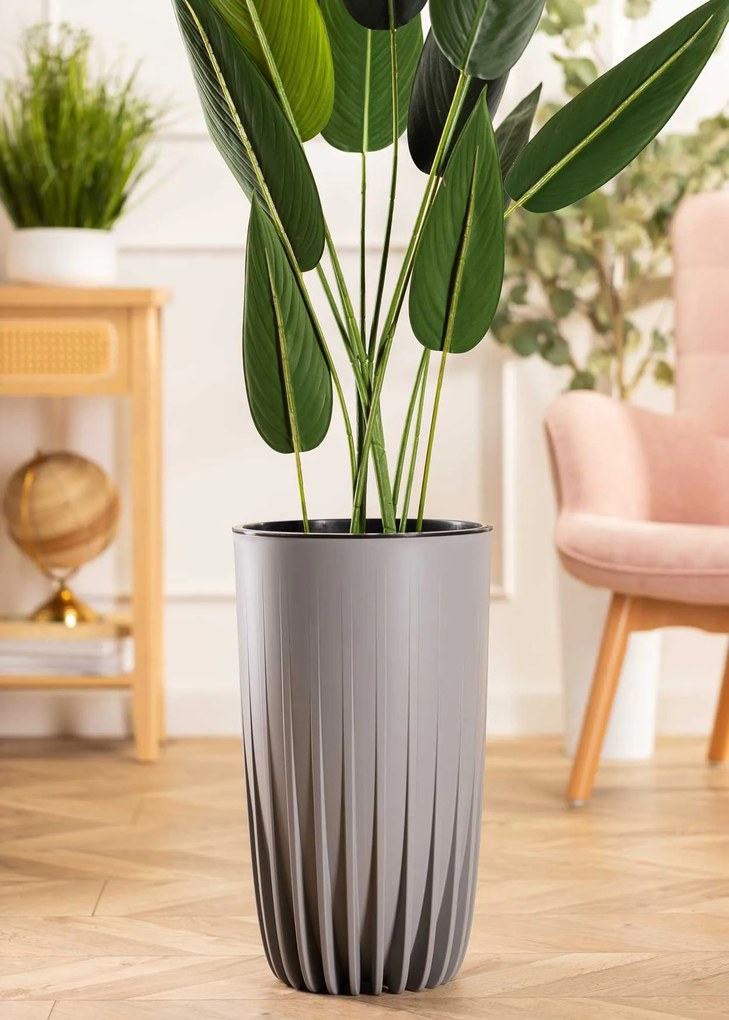 Sada 2 ks květináčů Stripped Eco šedá