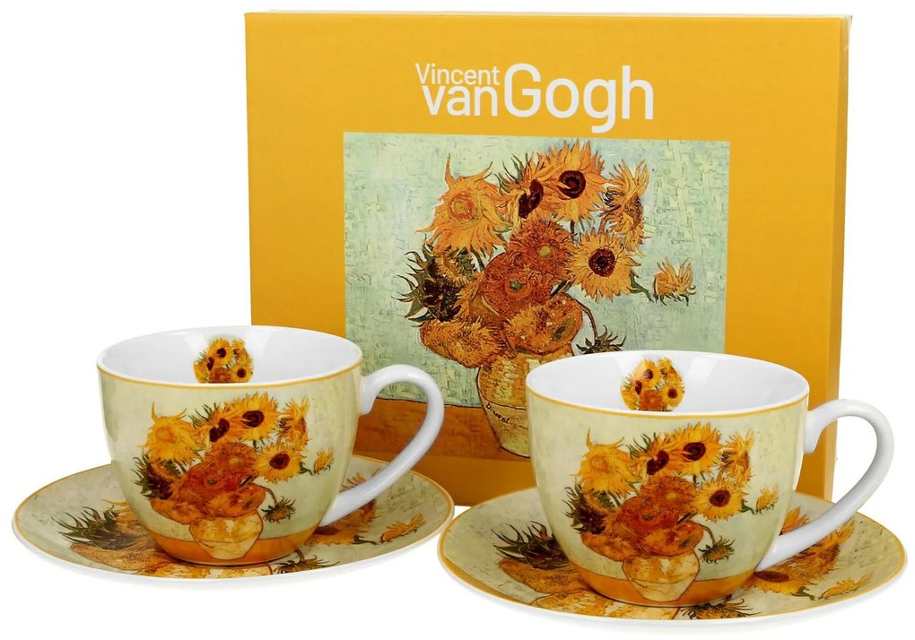 Porcelánová šálka s podšálkou Van Gogh Sunflowers 250 ml sada 2ks