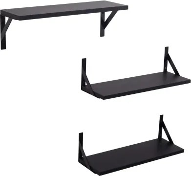 Súprava 3 kusov políc Lamezia, čierna%