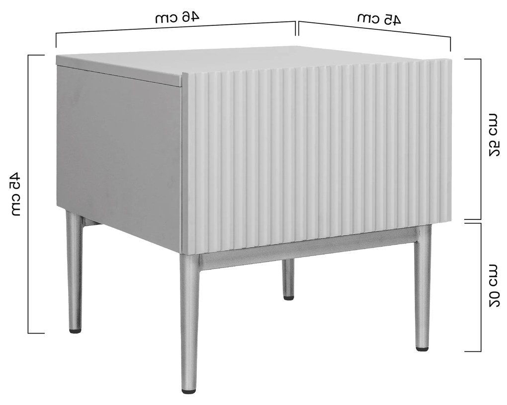 Sada nočných stolíkov Nicole 2 ks - biely mat / čierne nožičky