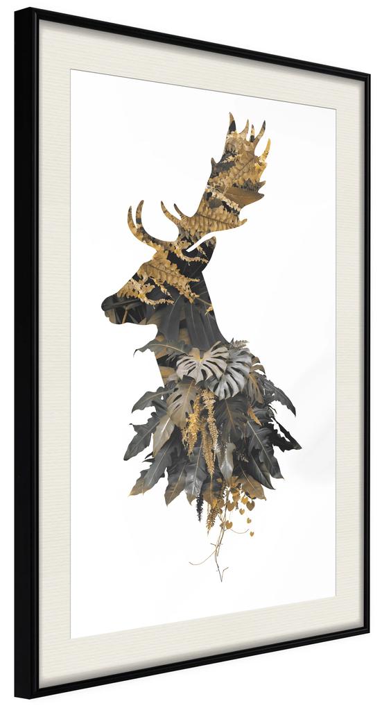 Artgeist Plagát - Forest Deer [Poster] Veľkosť: 30x45, Verzia: Čierny rám s passe-partout