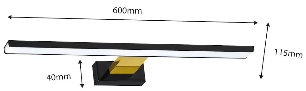 EUlight Nástenné LED svietidlo Shine1, 1x LED 13,8w, 4000k, (60 cm), b/g