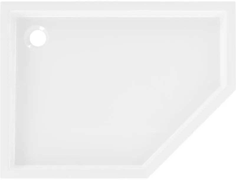 Mexen Flow+, päťuholníková sprchová vanička, ľavá, 90 x 80 cm, biela lesklá, 46P108090LH