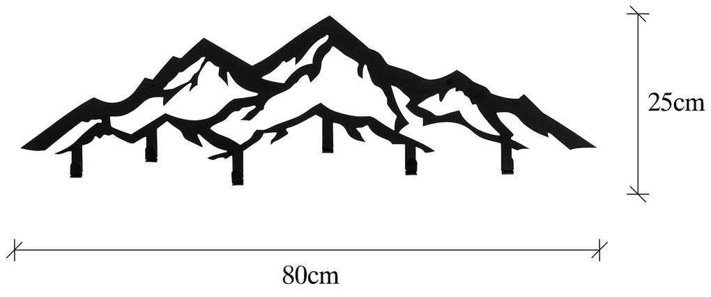 Nástěnný kovový věšák Dag 80 cm černý
