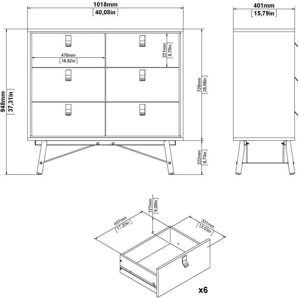 Komoda Rainy 102 cm so zásuvkami orechovec Jacson