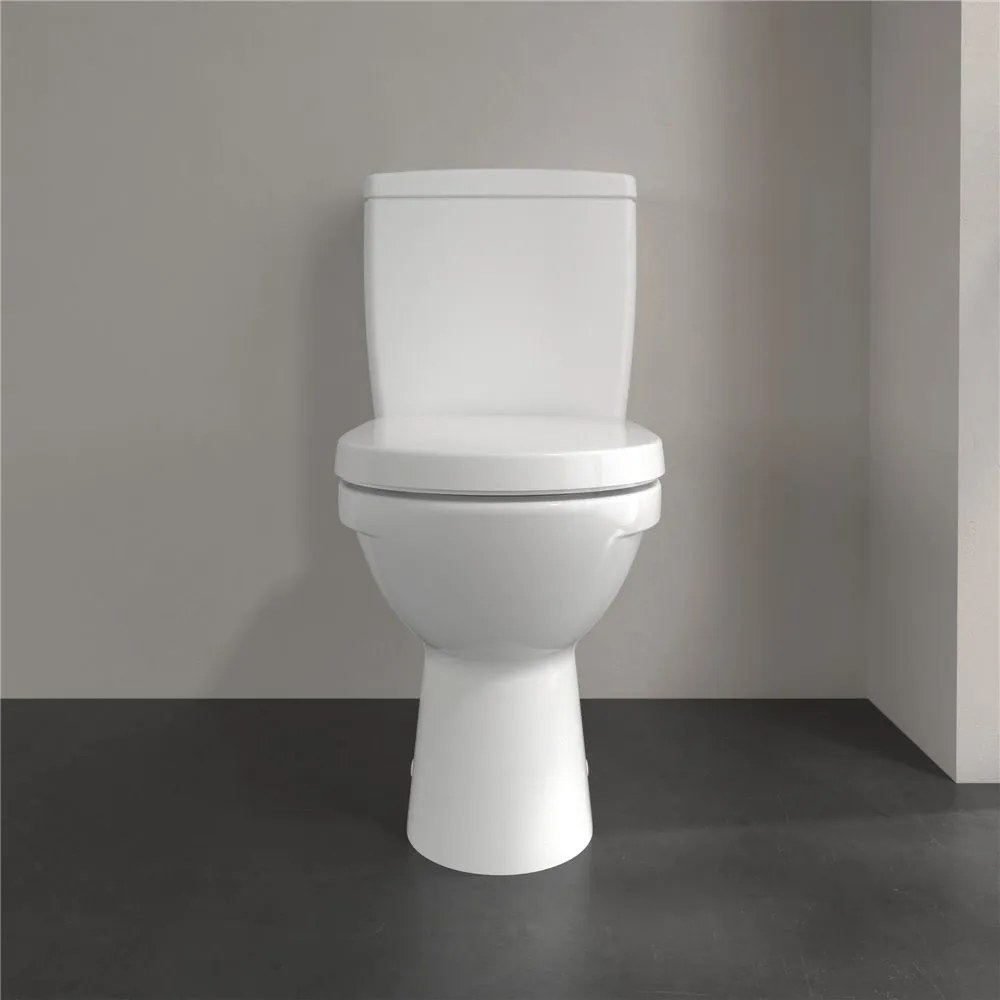 VILLEROY &amp; BOCH O.novo Compact WC misa kombi s hlbokým splachovaním bez vnútorného okraja, zadný odpad, 370 x 605 mm, biela alpská, 5689R001