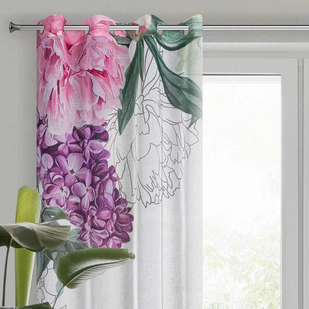 ZÁVES NA KRÚŽKOCH ISA, SADA 2KS 140X260 CM KVETY