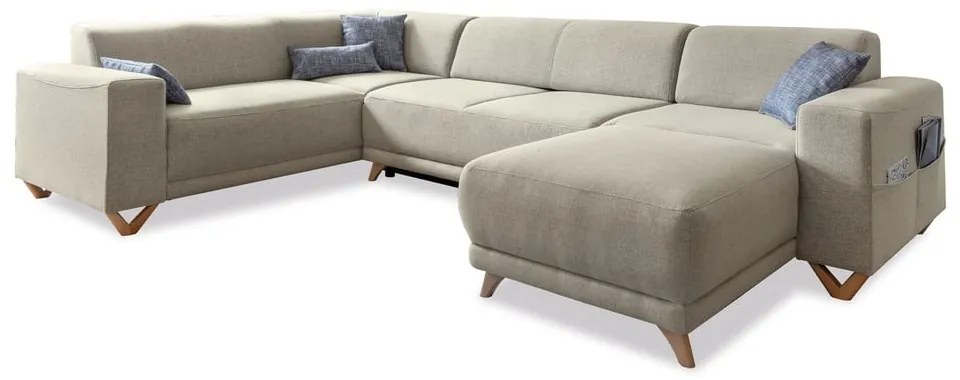 Béžová rozkladacia/s úložným priestorom rohová pohovka (ľavý roh/do tvaru "U") Classy Sophie – Miuform