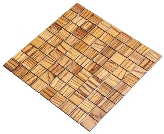 ZEBRANO mozaika 2D - drevené obklady do kúpeľne a kuchyne 30 x 30 mm