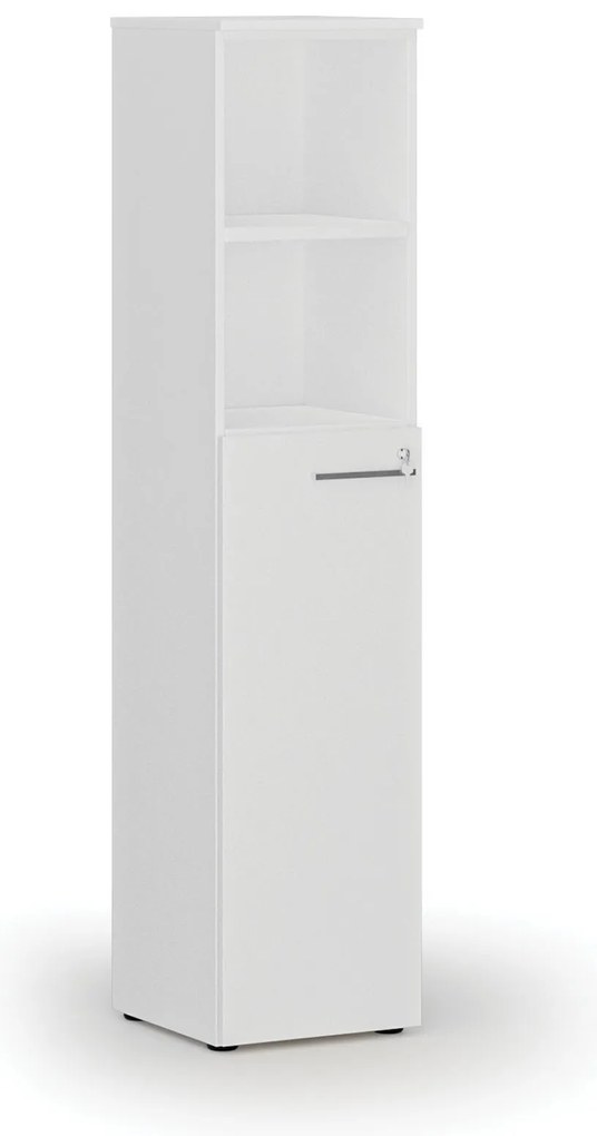 Kombinovaná kancelárska skriňa PRIMO WHITE, dvere na 3 poschodia, 400 x 420 x 1781 mm, biela