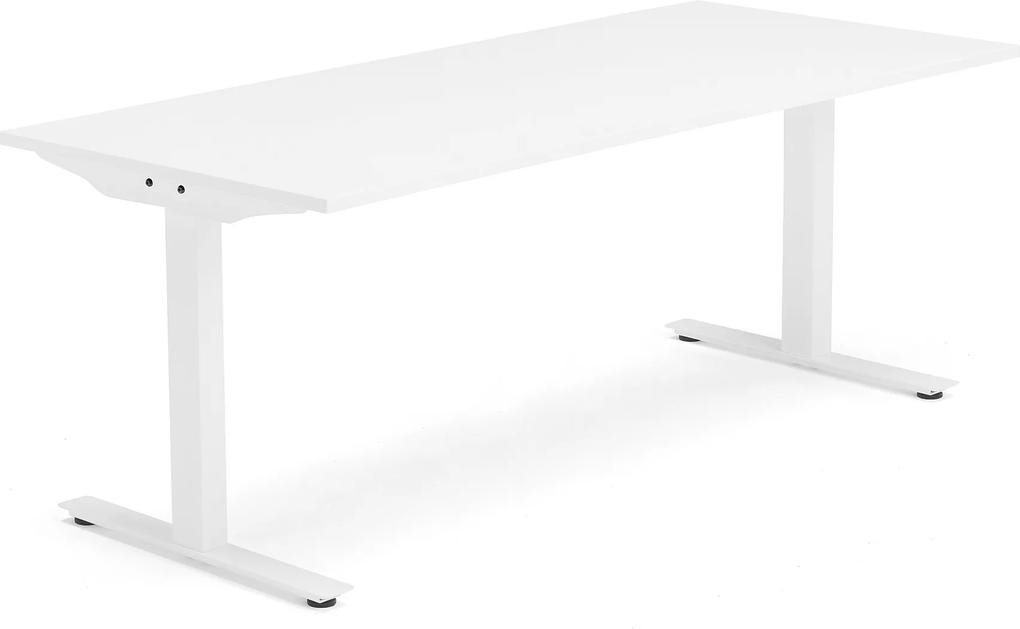 Kancelársky pracovný stôl Modulus, T-rám, 1800x800 mm, biela/biela