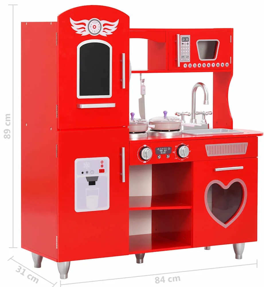 Detská kuchynka, MDF 84x31x89 cm, červená