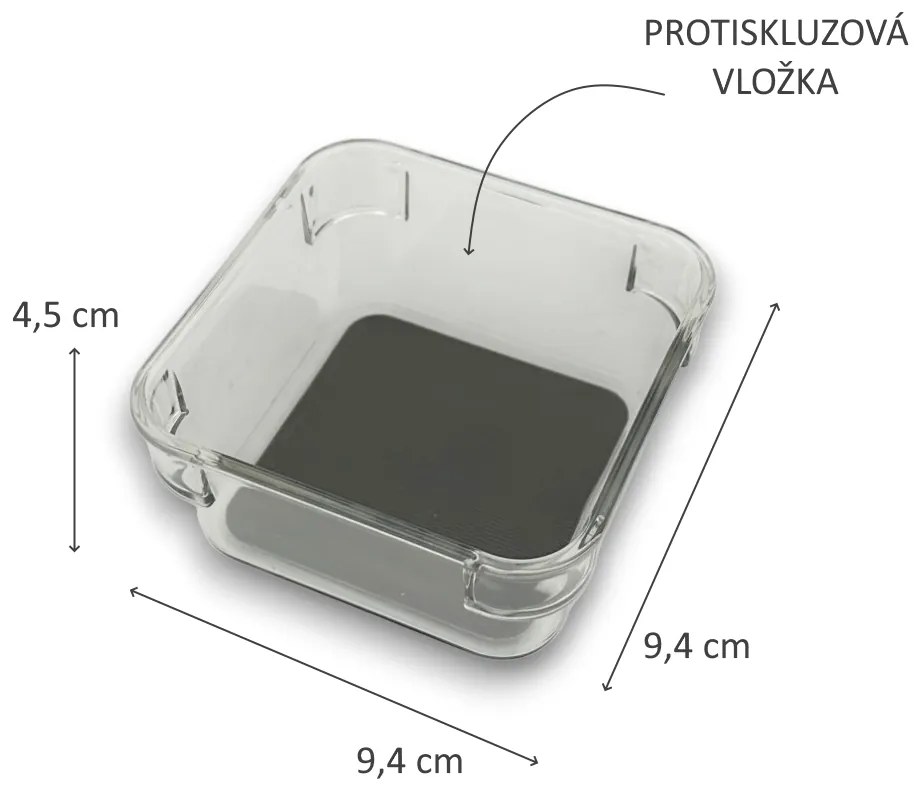 Organizér do zásuvky do kuchyne aj kúpeľne, príborník GREY 9,4 x 9,4 x 5 cm