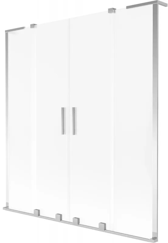 Mexen Velar L Duo, 2-krídlová posuvná vaňová zástena 160 x 150 cm, 8mm sklo námraza, chrómová, 896-160-003-32-01