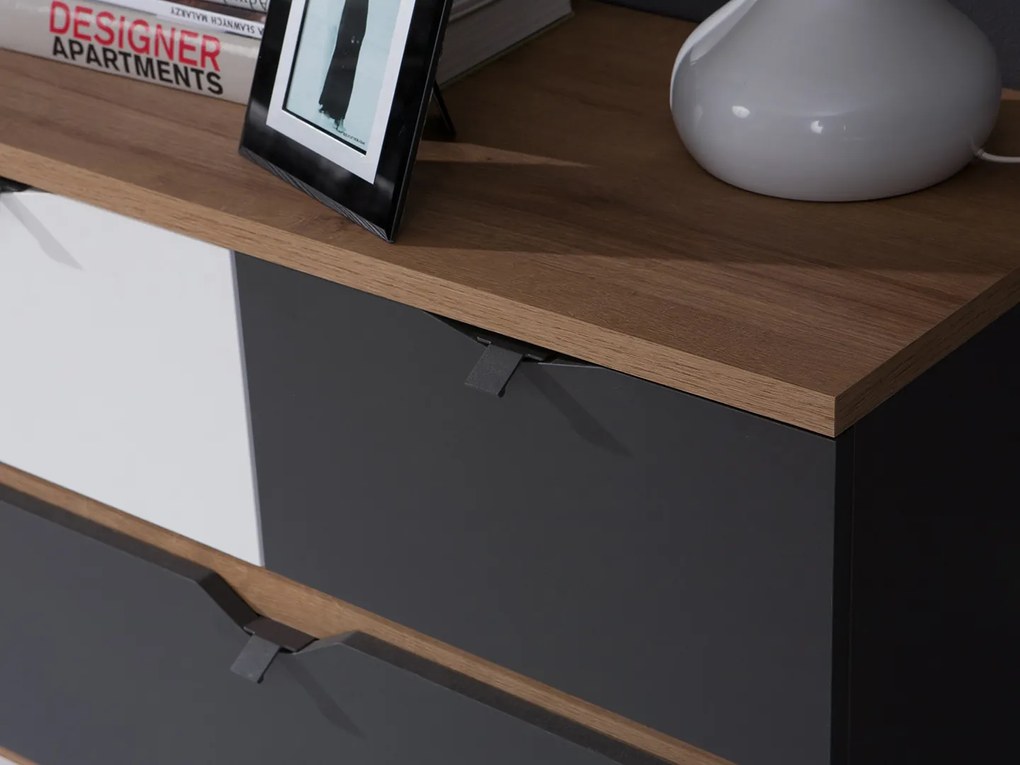 Nočný stolík Mimone NS (dub zlatý + grafit). Akcia -21%. Vlastná spoľahlivá doprava až k Vám domov. 1051788