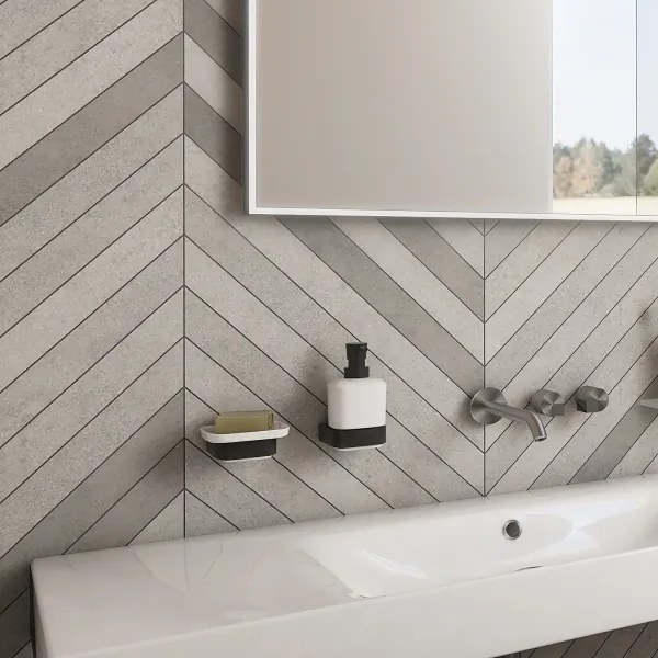 NIMCO NKC set-31K-T-90-Dávkovač mydla, stojan na kefky a nástenný háčik NIKAU