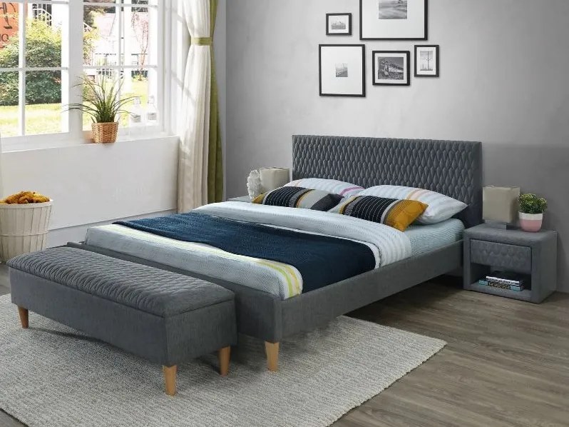 Čalúnená posteľ AZURRO 160 x 200 cm sivá Matrac: Bez matrace