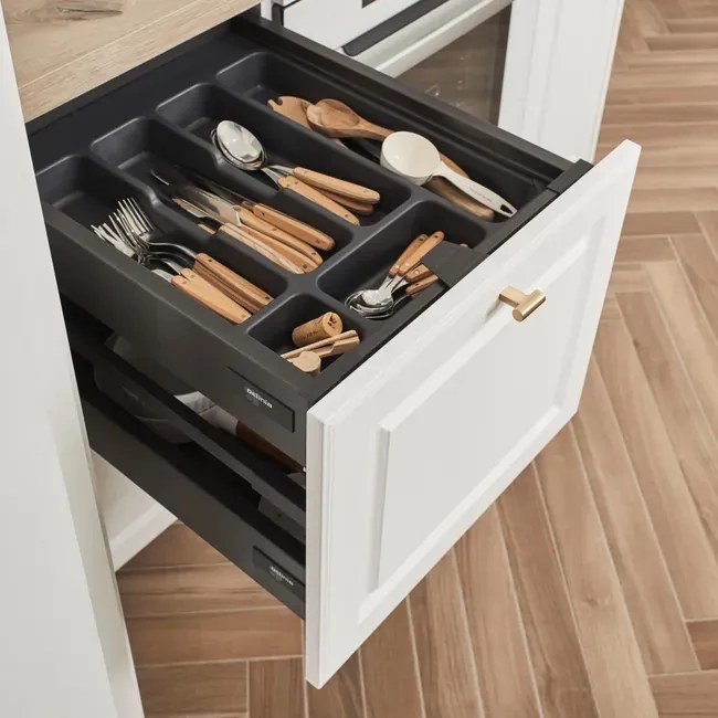 Vložka / příborník do 45cm šuplíku - CUTLERY šedý plast 35 x 46 cm