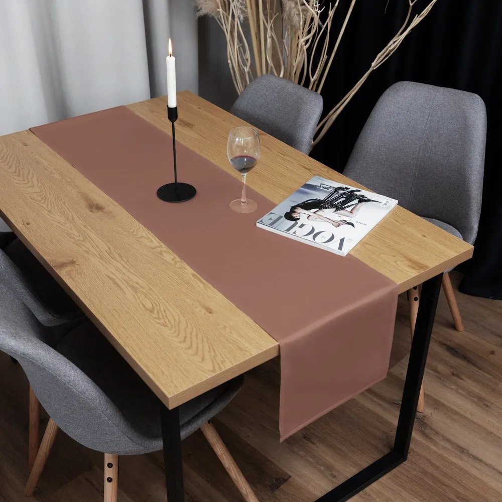 Biante Saténový behúň na stôl polyesterový Satén LUX-048 Bronzovo hnedý 35x160 cm