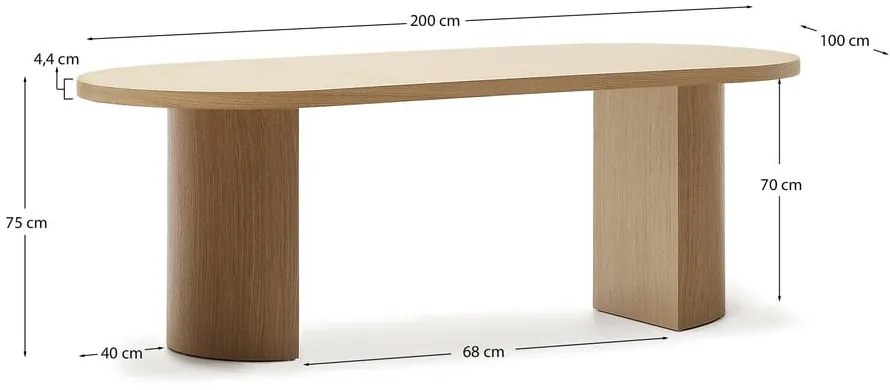 Jedálenský stôl v dekore duba 100x200 cm Nealy – Kave Home