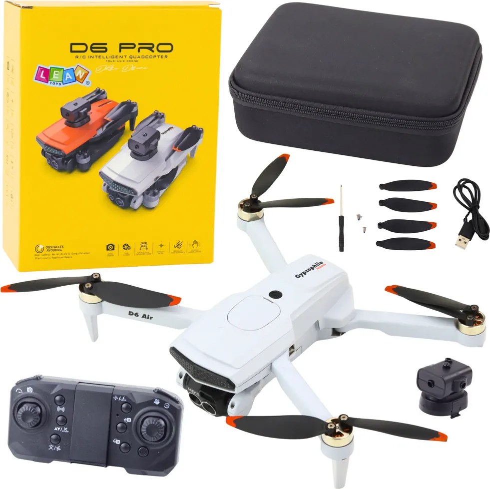 LEAN Toys Dron D6 PRO Svetlá kamery LED Aplikácia Light Grey